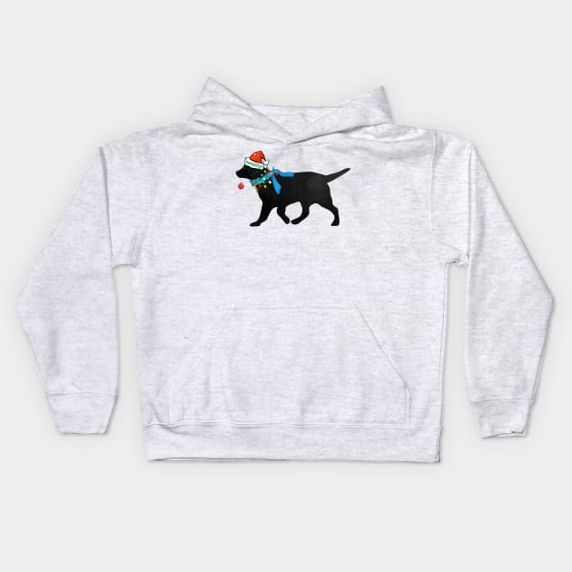 Black Lab Christmas Naughty Dog Kids Hoodie by EMR_Designs